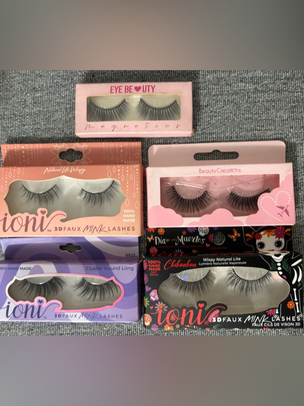 Assorted False Eyelashes - Mink Look Lashes in Pink and Purple Packaging